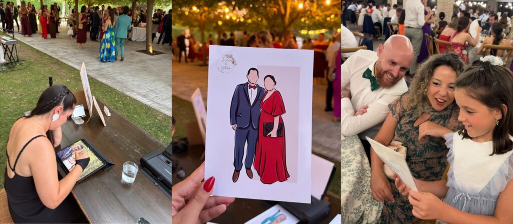 collage banner de ilustraciones de arte en vivo para bodas por Andrea Aguado